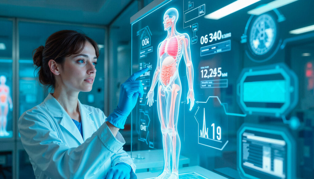 doctor-interacting-with-holographic-human-body-futuristic-medical-setting
